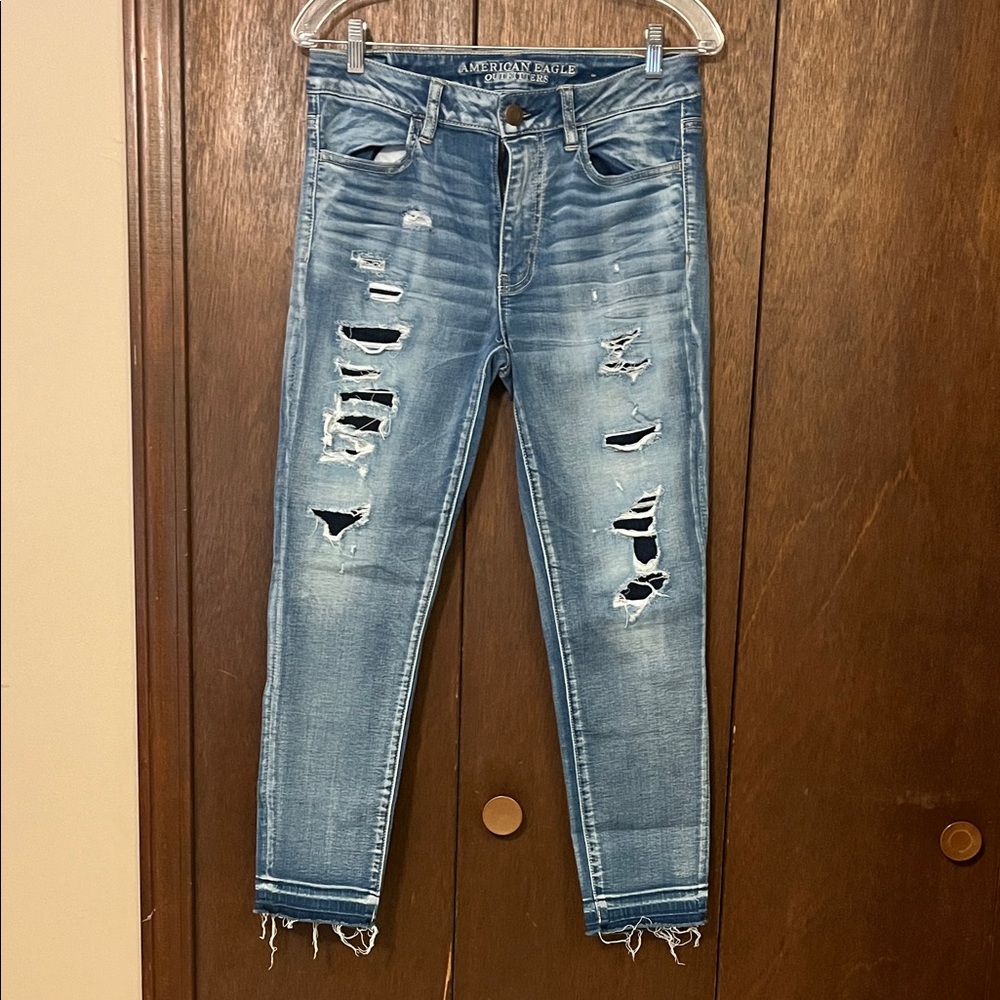American Eagle Outfitters Distressed Light Blue Skinny Jeans - Picture 1 of 13